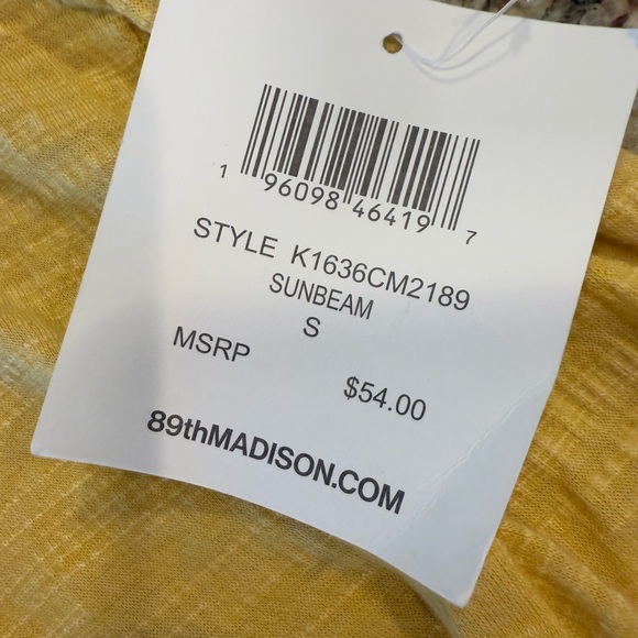 89th + Madison yellow beaded short sleeve top SZ small - Picture 7 of 11